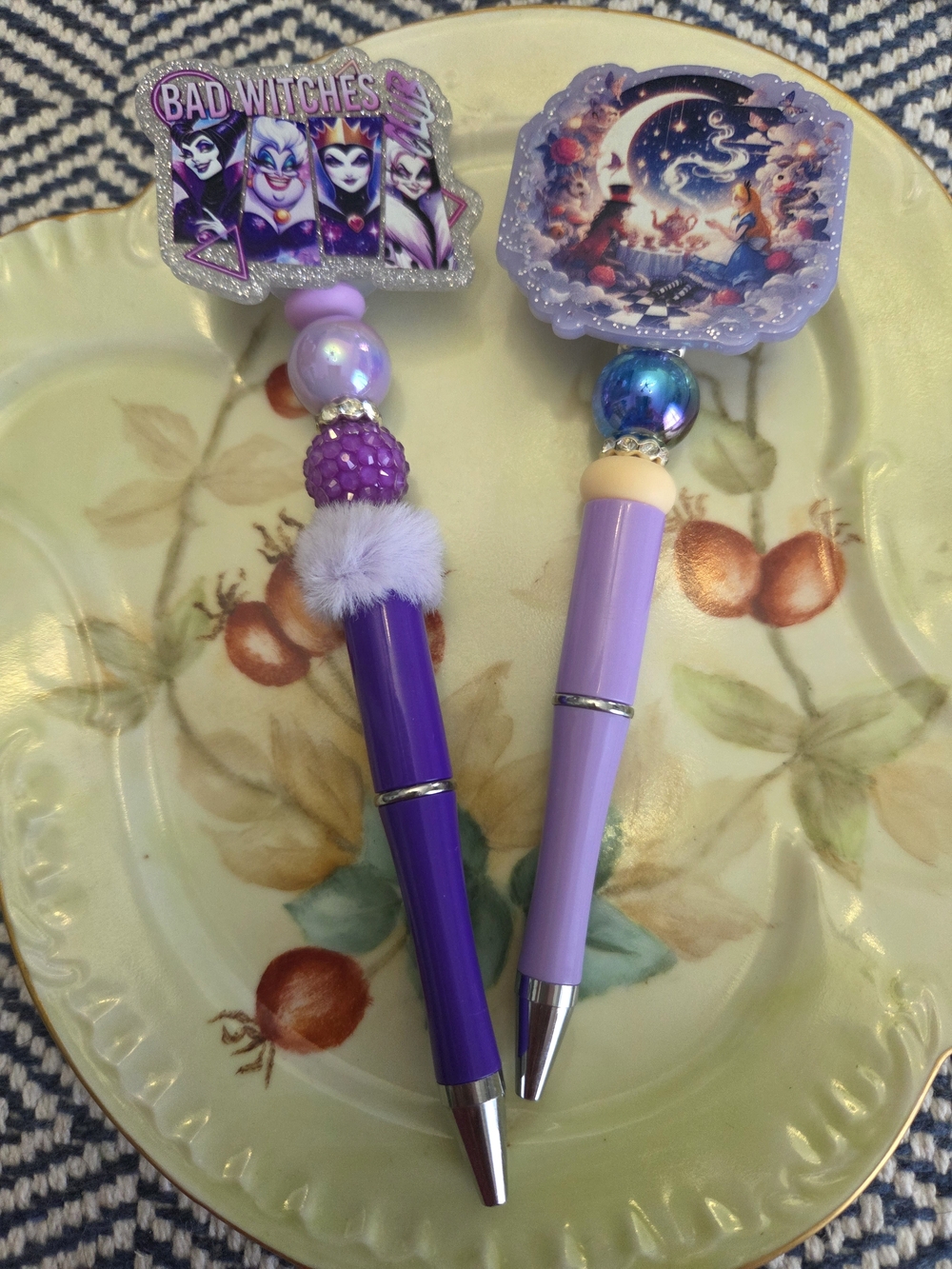 Disney Novelty Pen Set - Lavender & Violet Ballpoint Pens With Large Focals